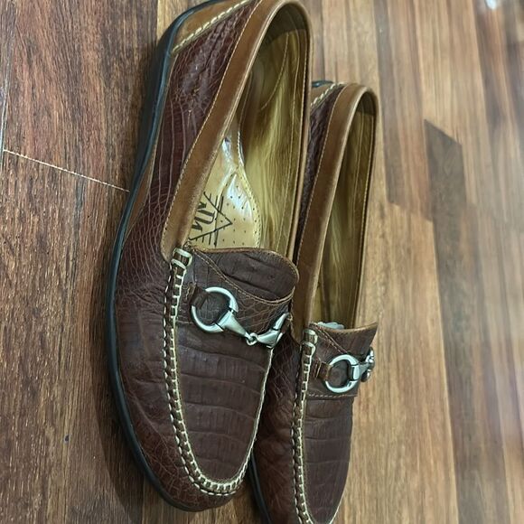 MARTIN DINGMAN Brown Leather Loafers with Silver Detailing SIZE 11.5 - Picture 8 of 9